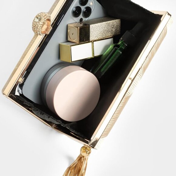 Clutch Purses for Women - Evening Bag Tassel Pendant Clutch for Bride Party Prom - Picture 3 of 7